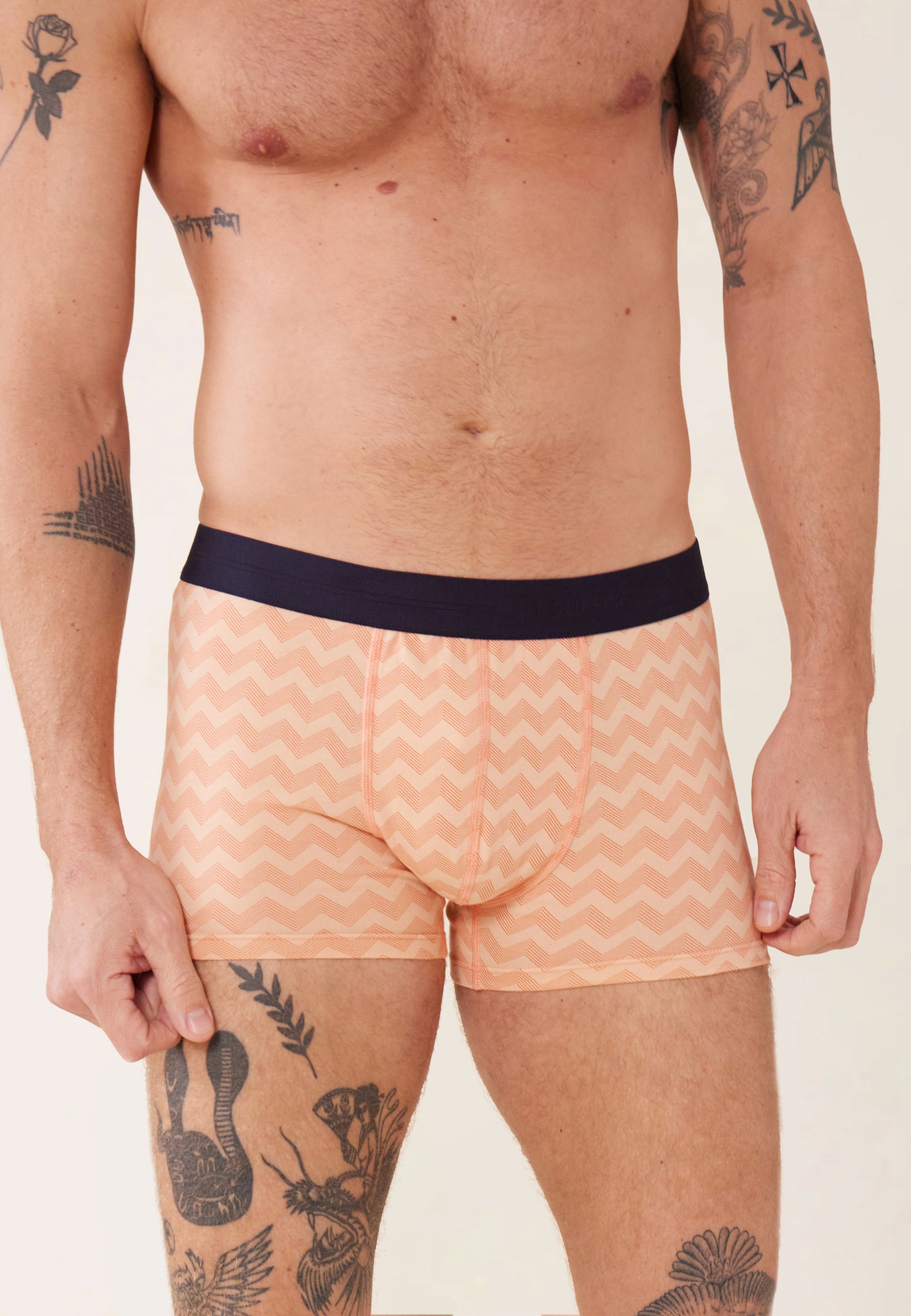 Boxer en coton-Marius Chevron Zig Zag Tango Abricot