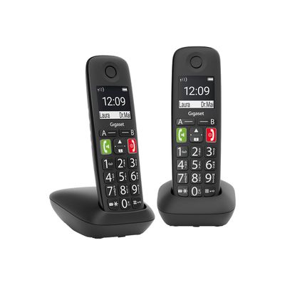 Gigaset E290 Duo - téléphone sans fil à grosse touche + combiné supplémentaire - blanc