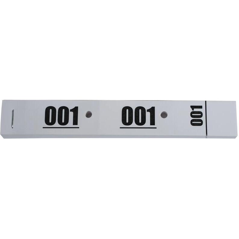 Carnet de 50 tickets vestiaires numérotés de 3 volets (dont 2 volets avec trous) - Format 20x3 cm