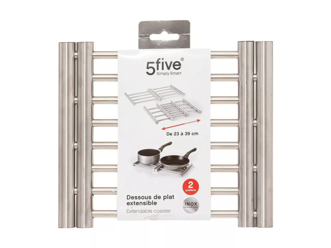 Dessous de plat extensible en inox - Argenté - L 22,5 x P 20 cm