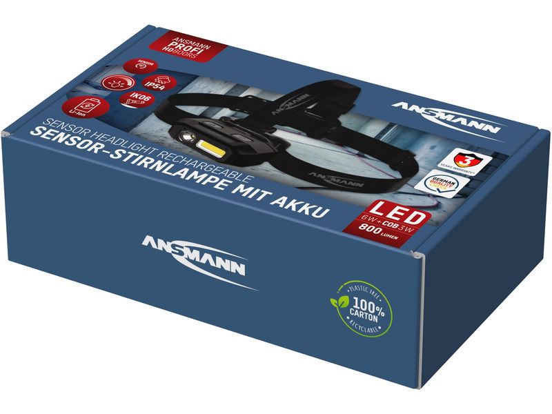 Ansmann Stirnlampe HD800RS Schwarz Outdoor-Arbeitslampe