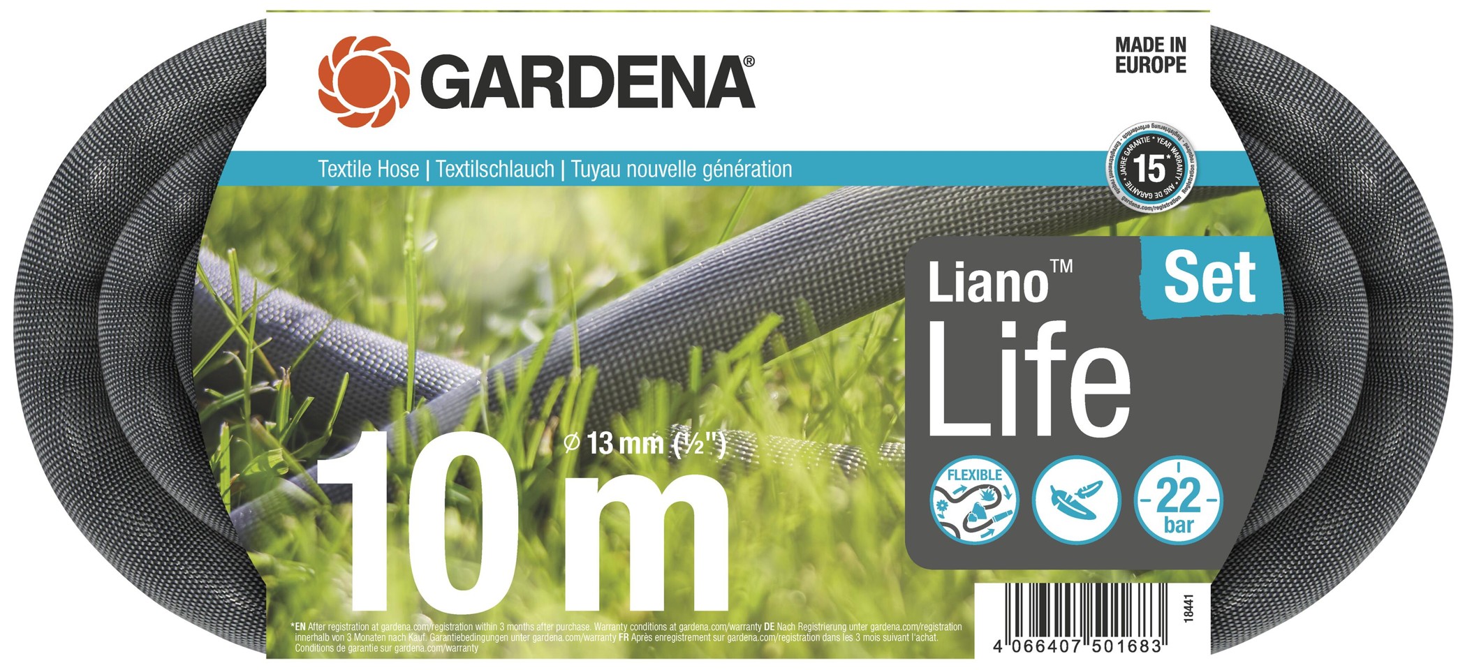 Gardena - LIANO LIFE 10 MTR SÆT - 13 mm (1/2