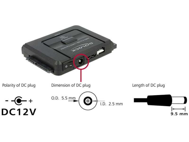 Delock Konverter USB 3.0 auf SATA III / IDE 40 Pin / IDE 44 Delock Konverter USB 5 Gbps zu SATA 6 Gb/s / IDE 40 Pin / IDE 44 Pin mit Backup Funktion