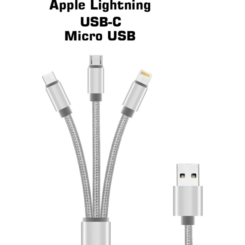 DLH câble 3 en 1 USB-A vers USB-C / MICRO USB / Apple lighting