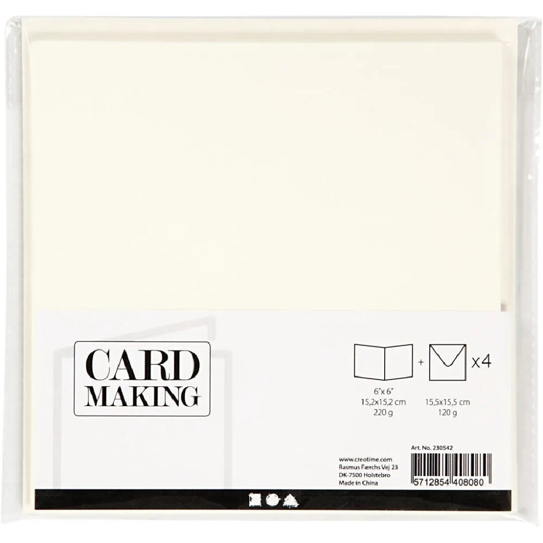 Creativ company kaarten met envelop wit - 15x15 cm - 4st