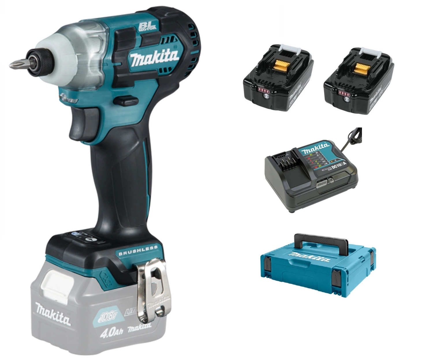 Makita TD111DSMJ 10,8V Li-Ion accu slagschroevendraaier set (2x 4.0Ah accu) in koffer - koolborstelloos - 4933464534