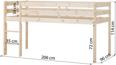 Hoppekids ECO Comfort  Halvhøy Loftseng 90x200, Wood