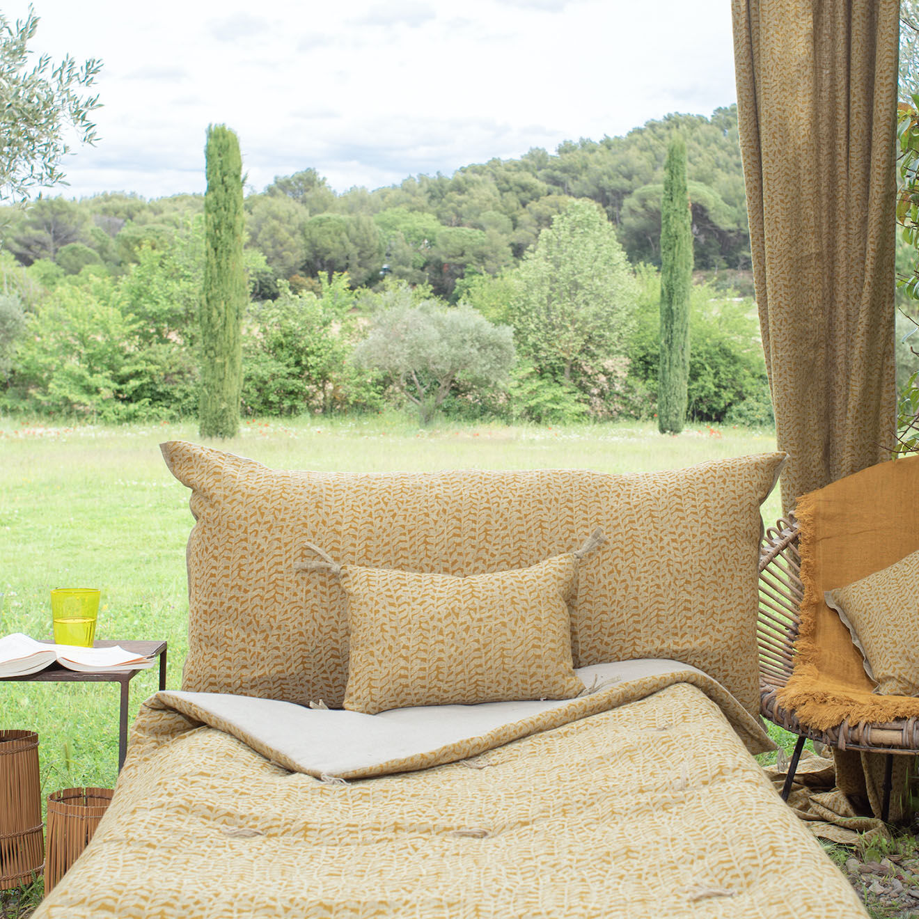 En Fil d'Indienne Housse de coussin Lierre tabac - 50x100 cm
