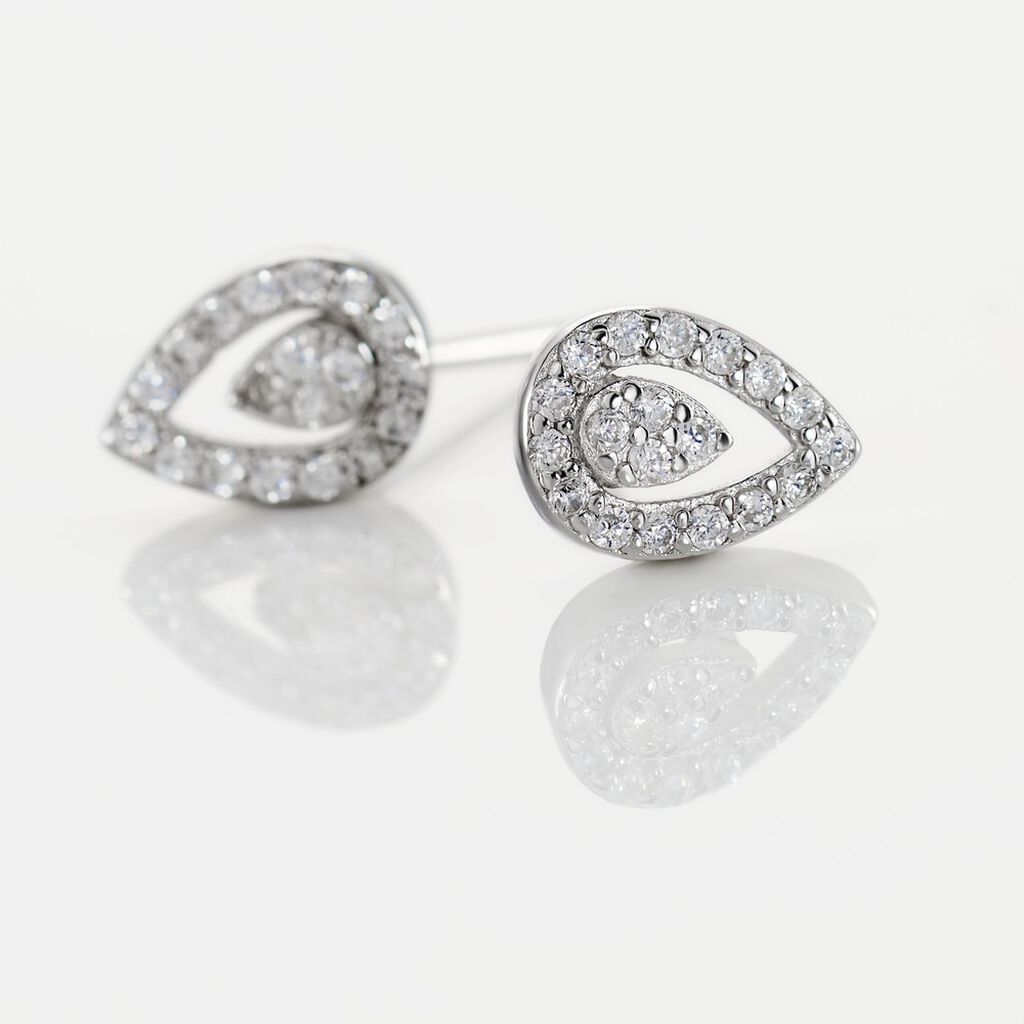 Boucles D'oreilles Puces Argent Blanc Grietje Oxydes De Zirconium
