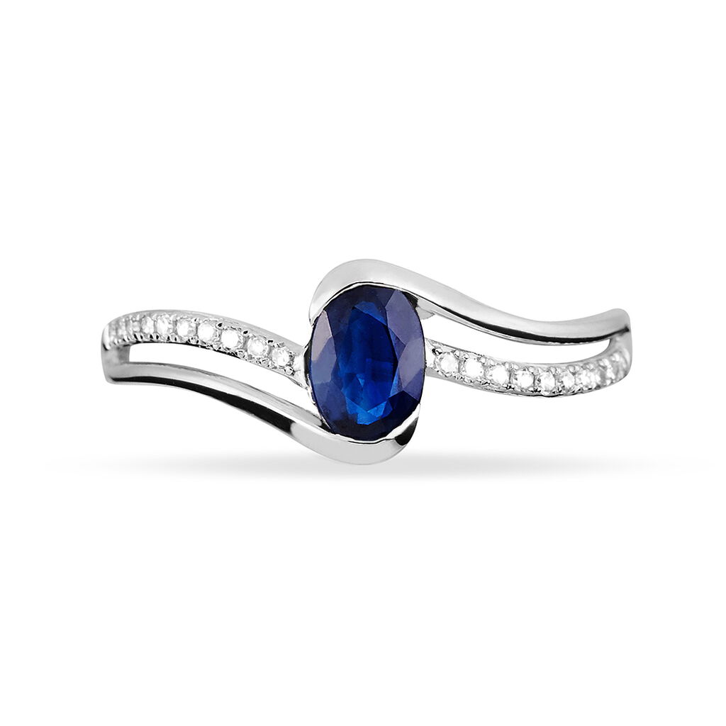 Bague Anja Or Blanc Saphir Et Diamant