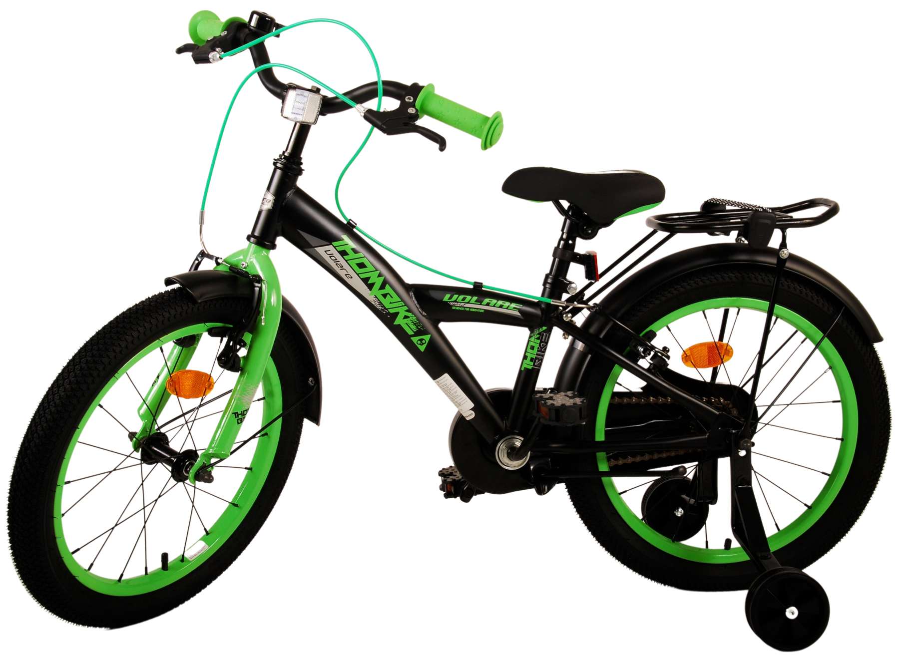 TPFSports Thombike Kinderfahrrad - Jungen - 18 Zoll - Rücktritt + Handbremse - Schwarz Grün