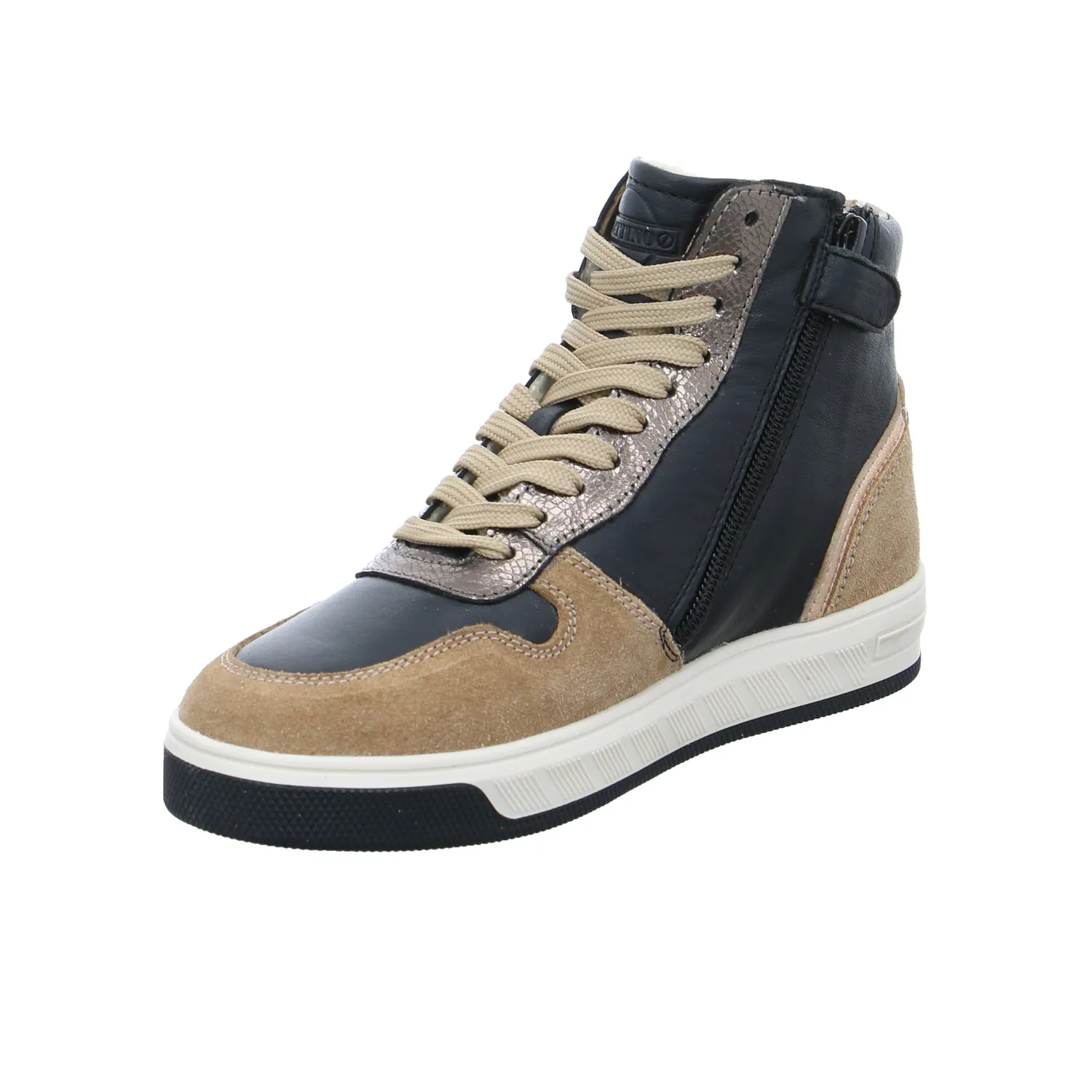 GATTINO Mädchen-Winter-Bottine Schwarz Leder  Sneaker High