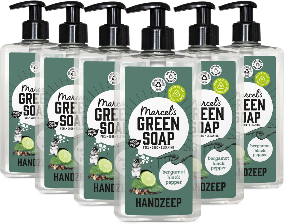 6x Marcel’s Green Soap Handzeep Bergamot & Black Pepper (500 ml)