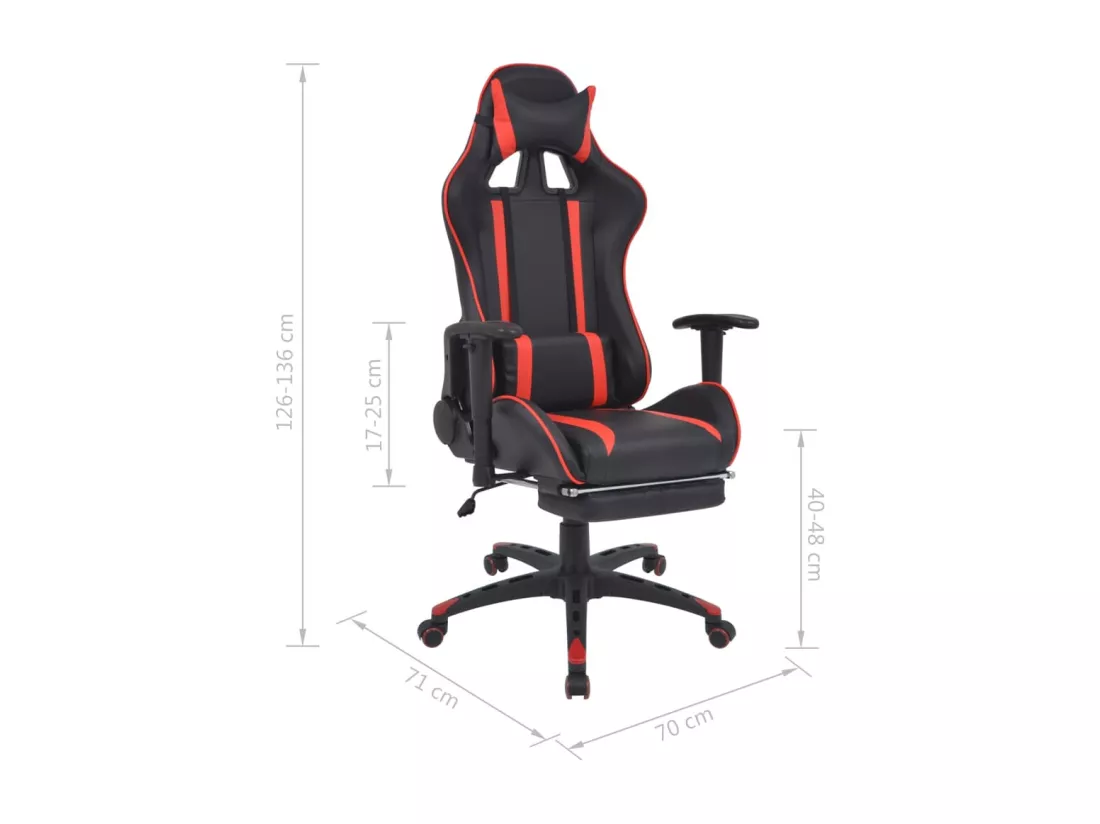Chaise de bureau inclinable avec repose-pied Rouge