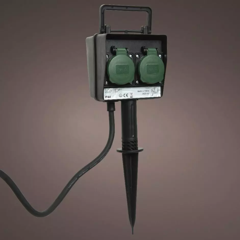 Prise piquet de jardin programmable 2 pôles