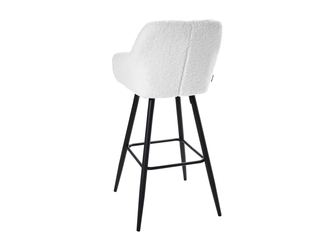 Lot de 2 chaises de bar CASMALIA Bouclé Blanc cassé