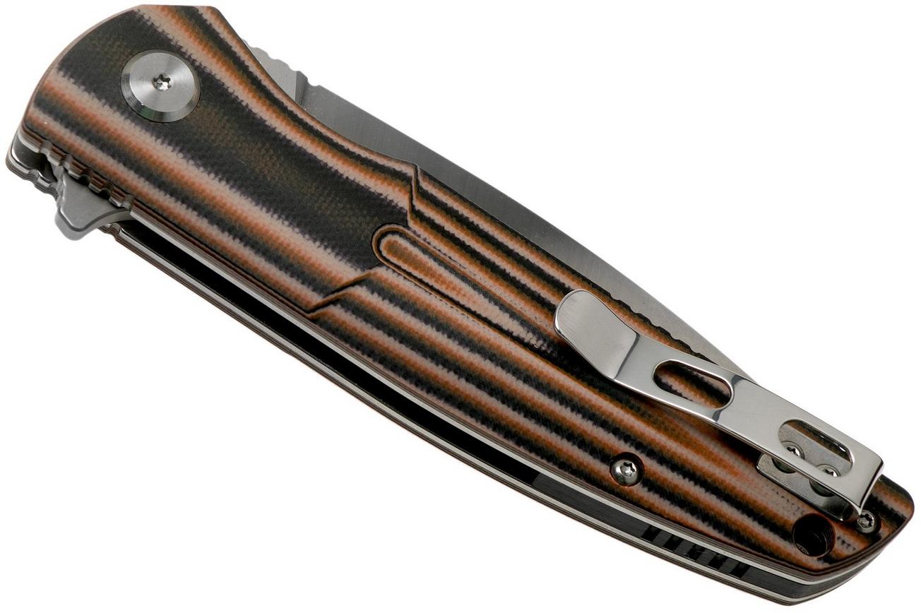 Bestech Fin BG34C-1 Satin, Black-Orange-Beige G10 zakmes