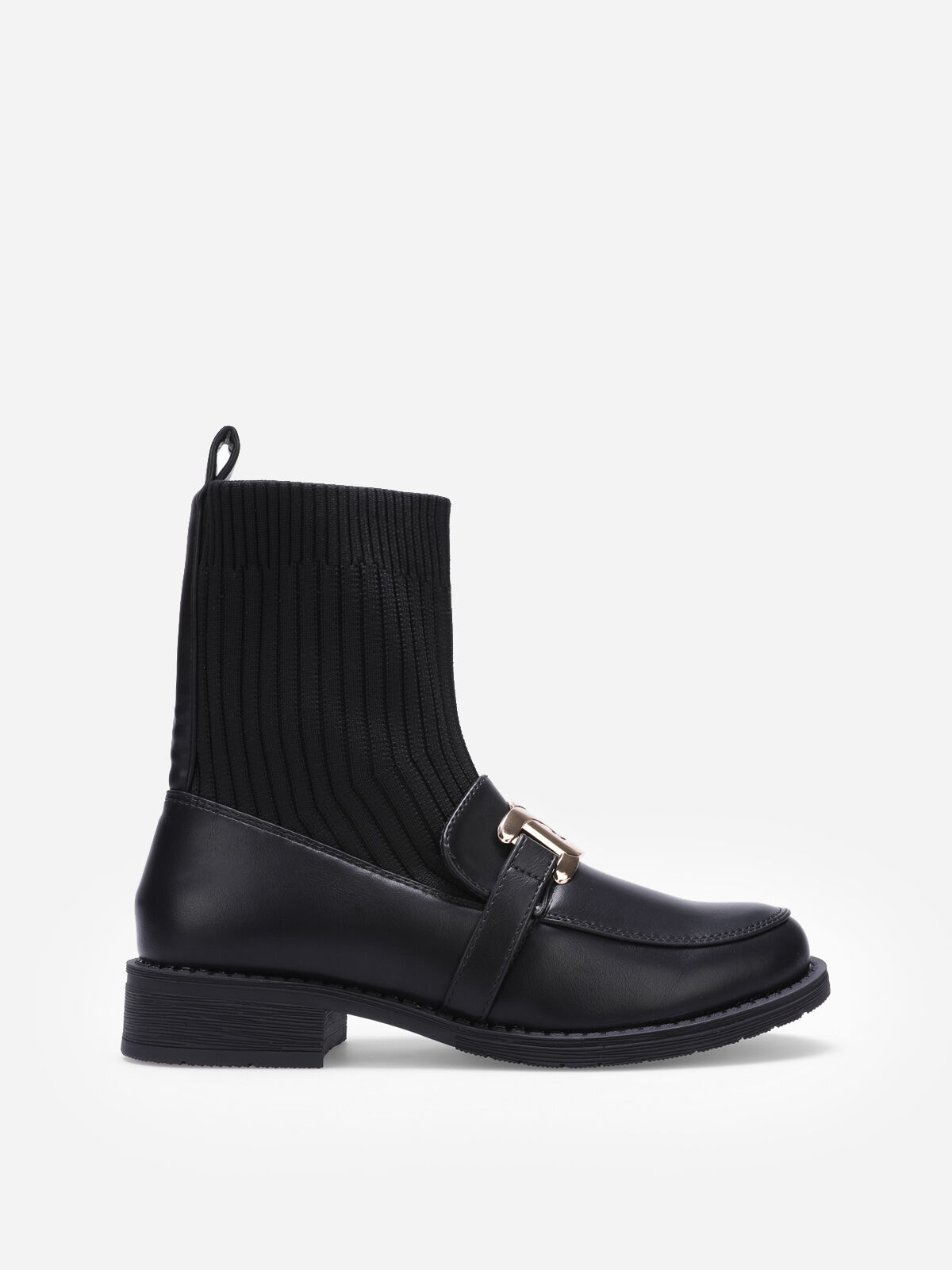 Bottines chaussettes style mocassins- Noir