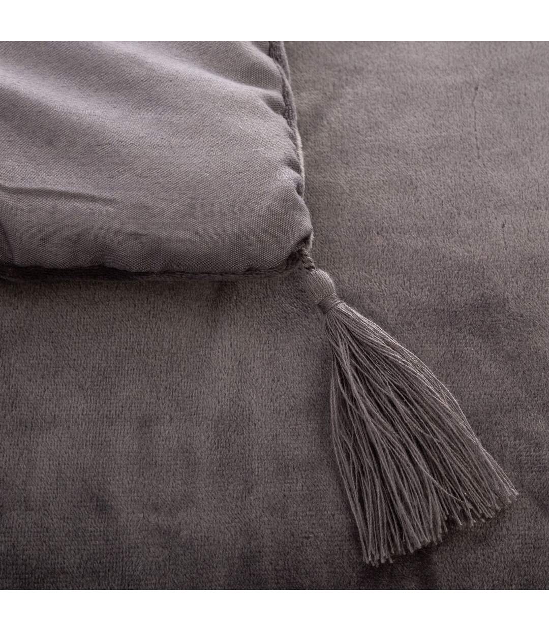Edredon design velours Hiver - L. 80 x l. 180 cm - Gris