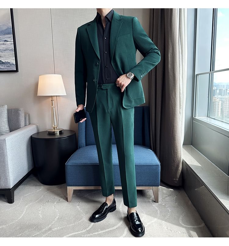 Blueforce - Set: Blazer met reverskraag en enkele rij knopen + pantalon met middelhoge taille
