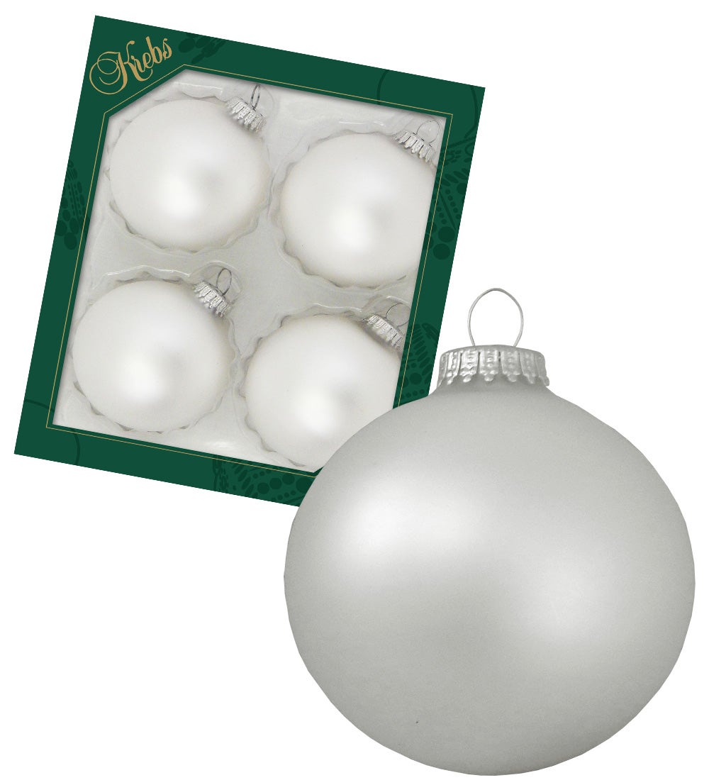 Satijnzilveren glazen ballen van 8 cm, effen, 4 stuks, kerstballen, kerstversieringen, kerstversieringen voor de kerstboom
