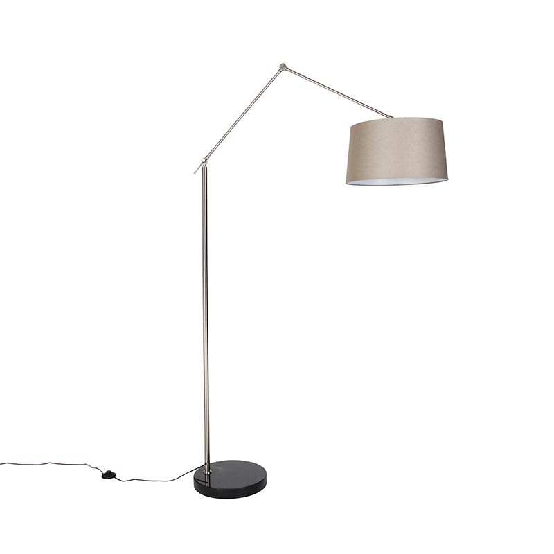 Moderne vloerlamp staal met kap taupe 45 cm - Editor