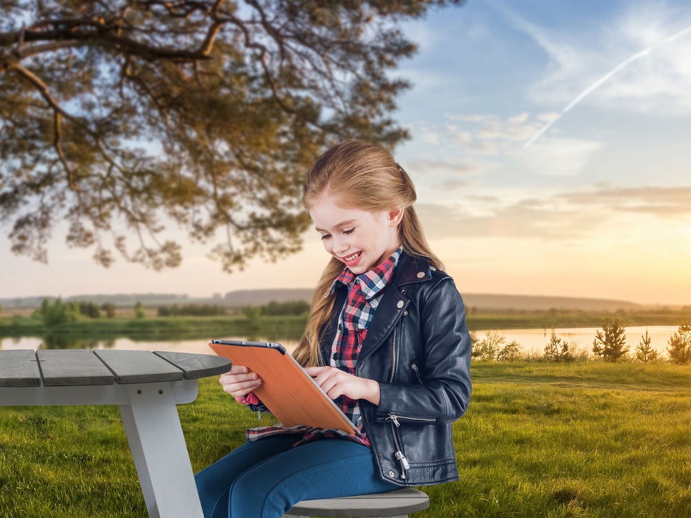 Axi table de pique nique ronde pour enfants en bois
