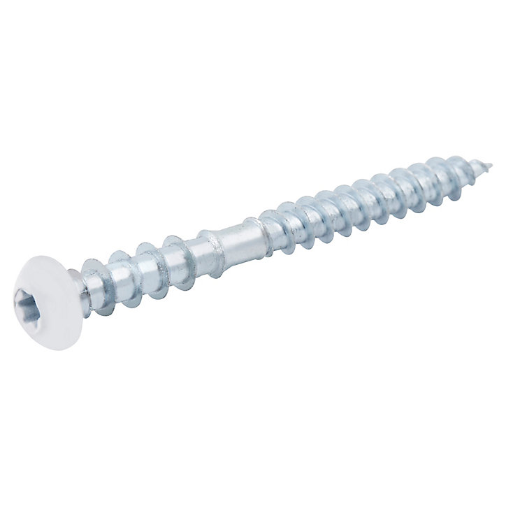 Vis de châssis PVC zinguée avec tête peinte en blanc, 6x60 mm - 6 pièces