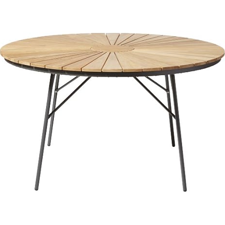 Kerteminde teak havebord Ø130 cm, antracit stel