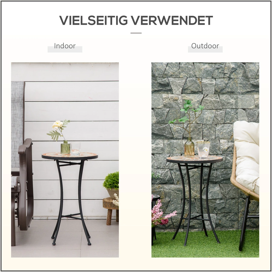 Outsunny Gartentisch mit Stahlrahmen bunt