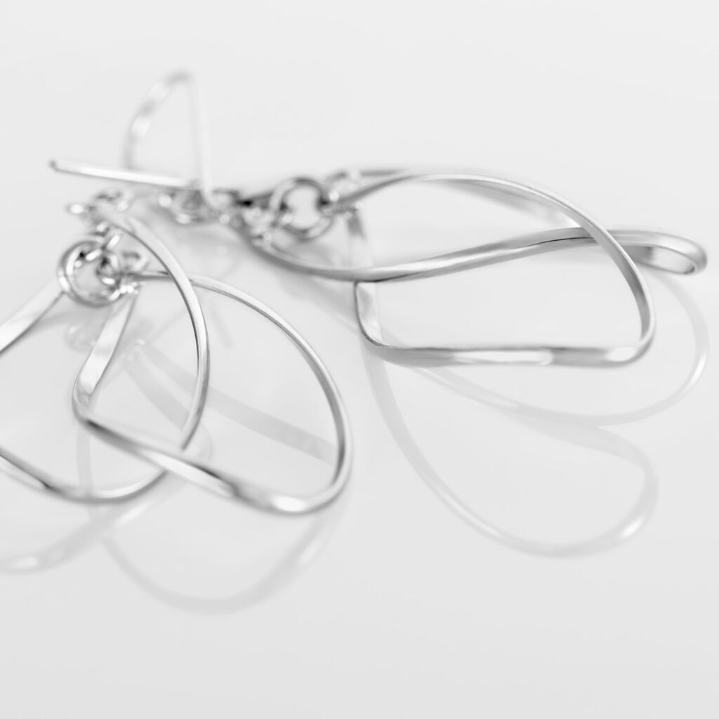 Boucles D'oreilles Pendantes Twisty Argent Blanc