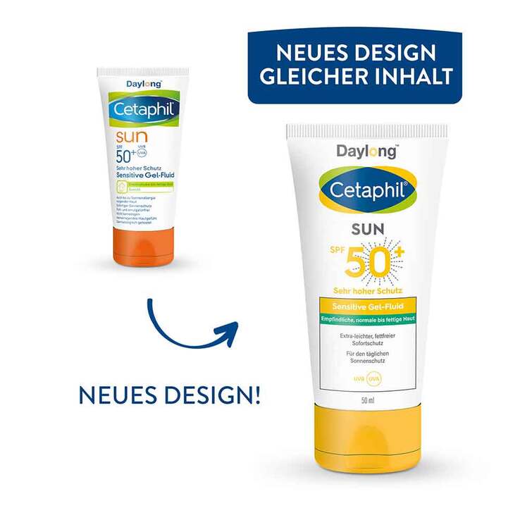 Cetaphil Sun sensitive Gel-Fluid SPF 50 + Sonnenschutz Gesicht, 50 ml