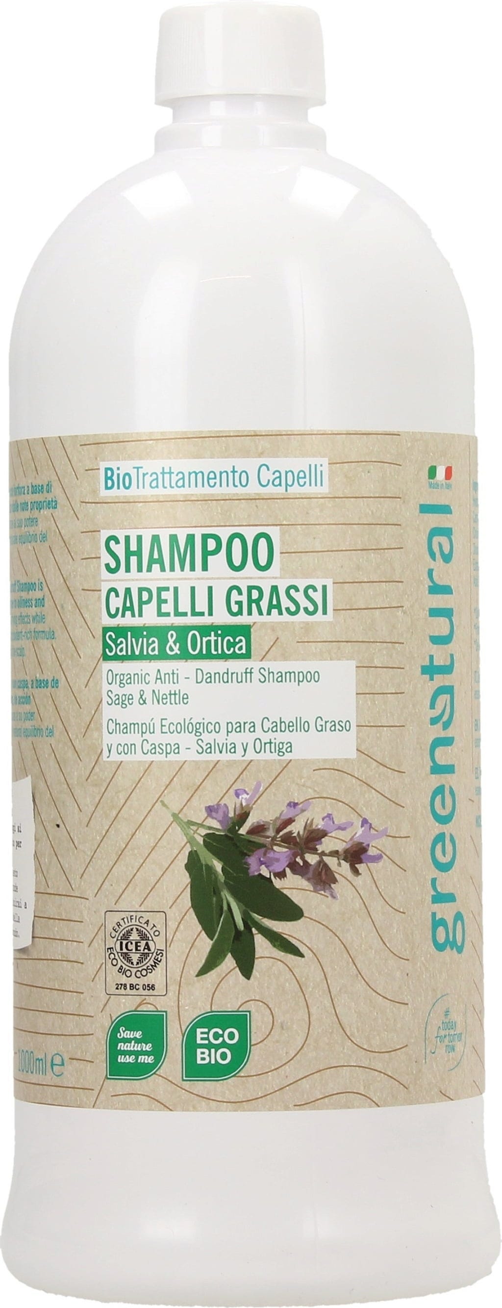 greenatural  Anti-Schuppen-Shampoo Salbei & Nessel, 1000 ml (1 l)