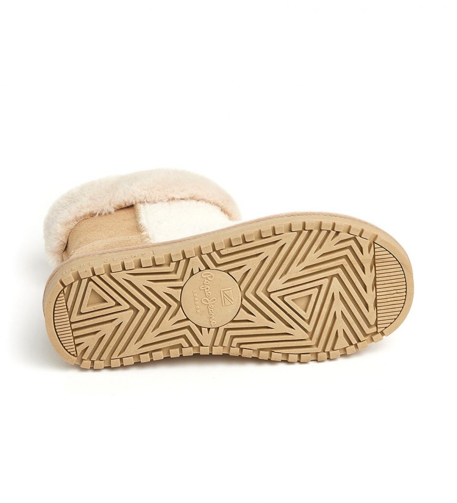 Botas de cano curto Pepe Jeans Diss Furry G em couro marrom