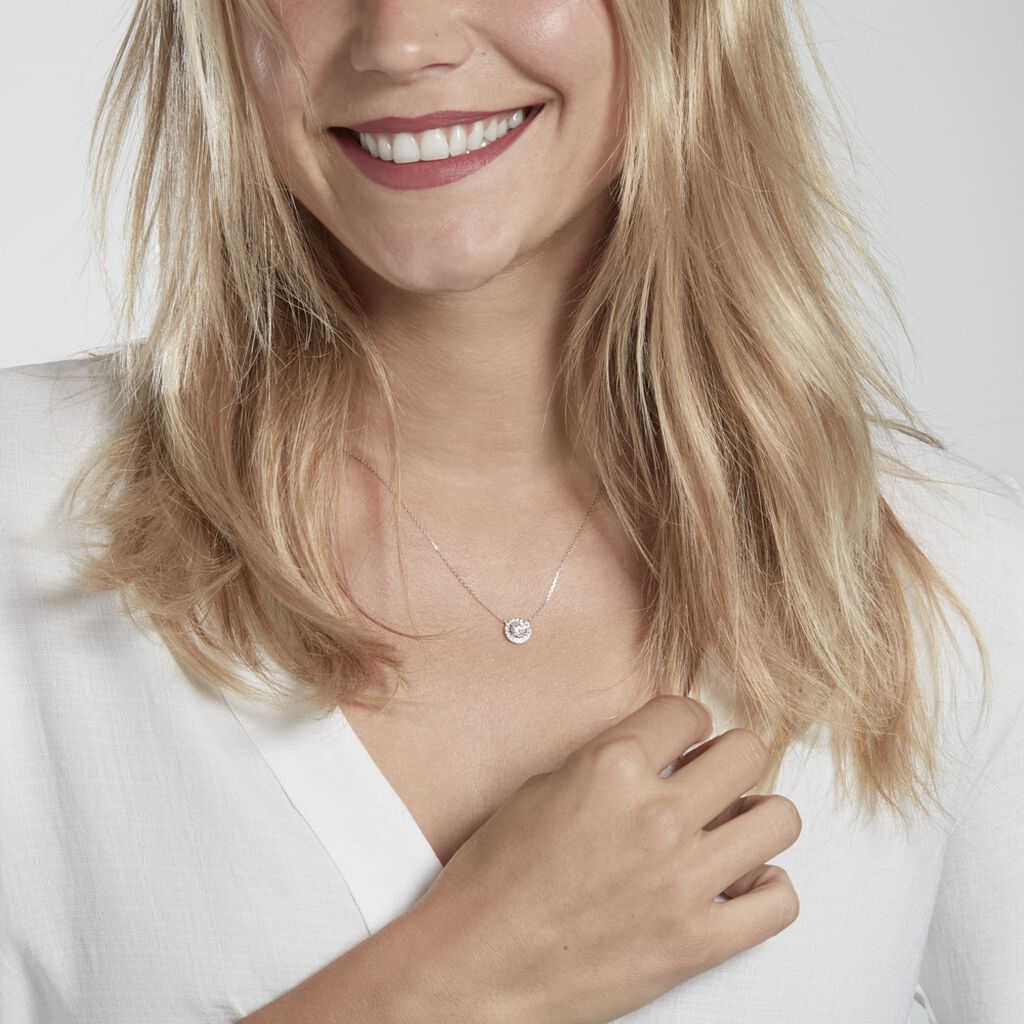 Collier Mentoura Or Blanc Diamant Synthétique