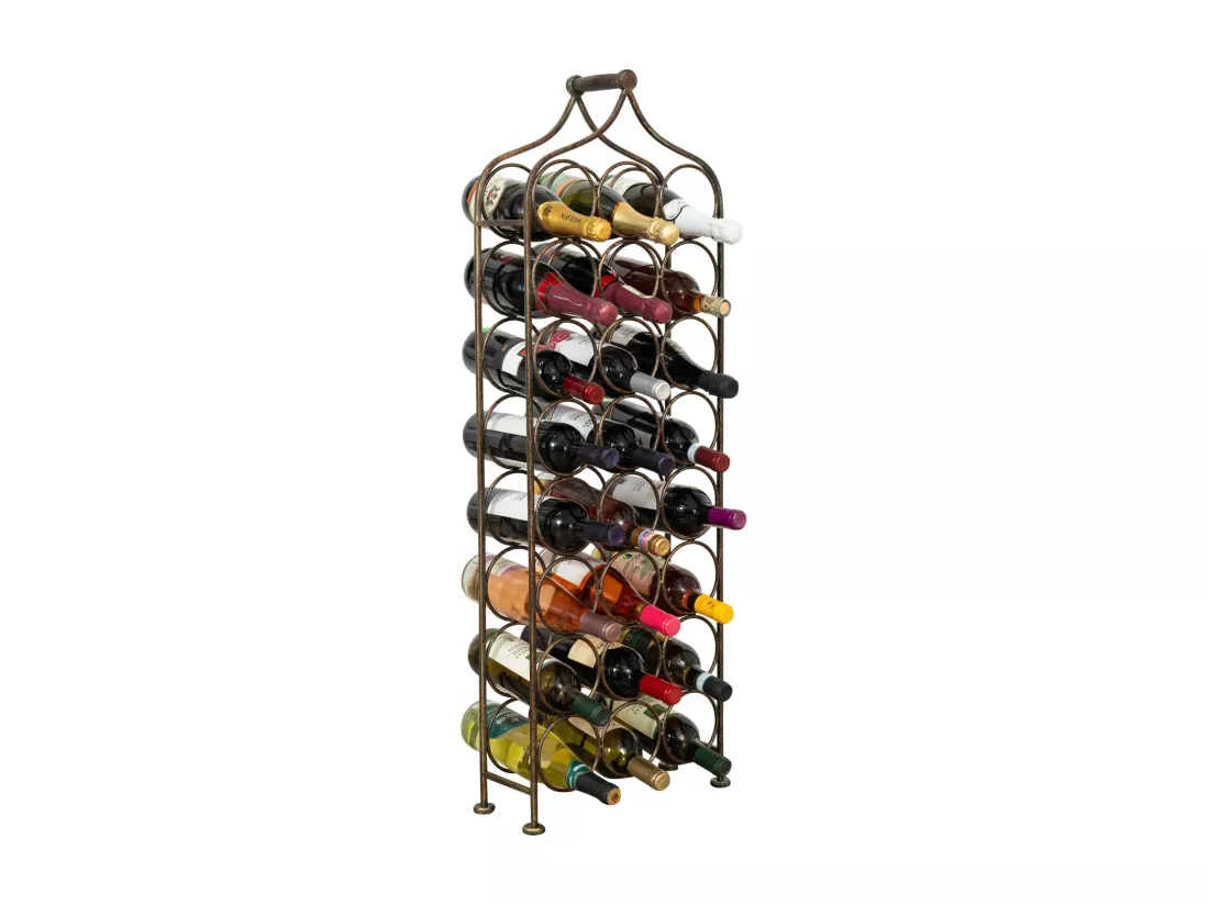 Porte-bouteille Vinique en fer forgé finition noir antique - 24 bouteilles - 36x16x106 cm