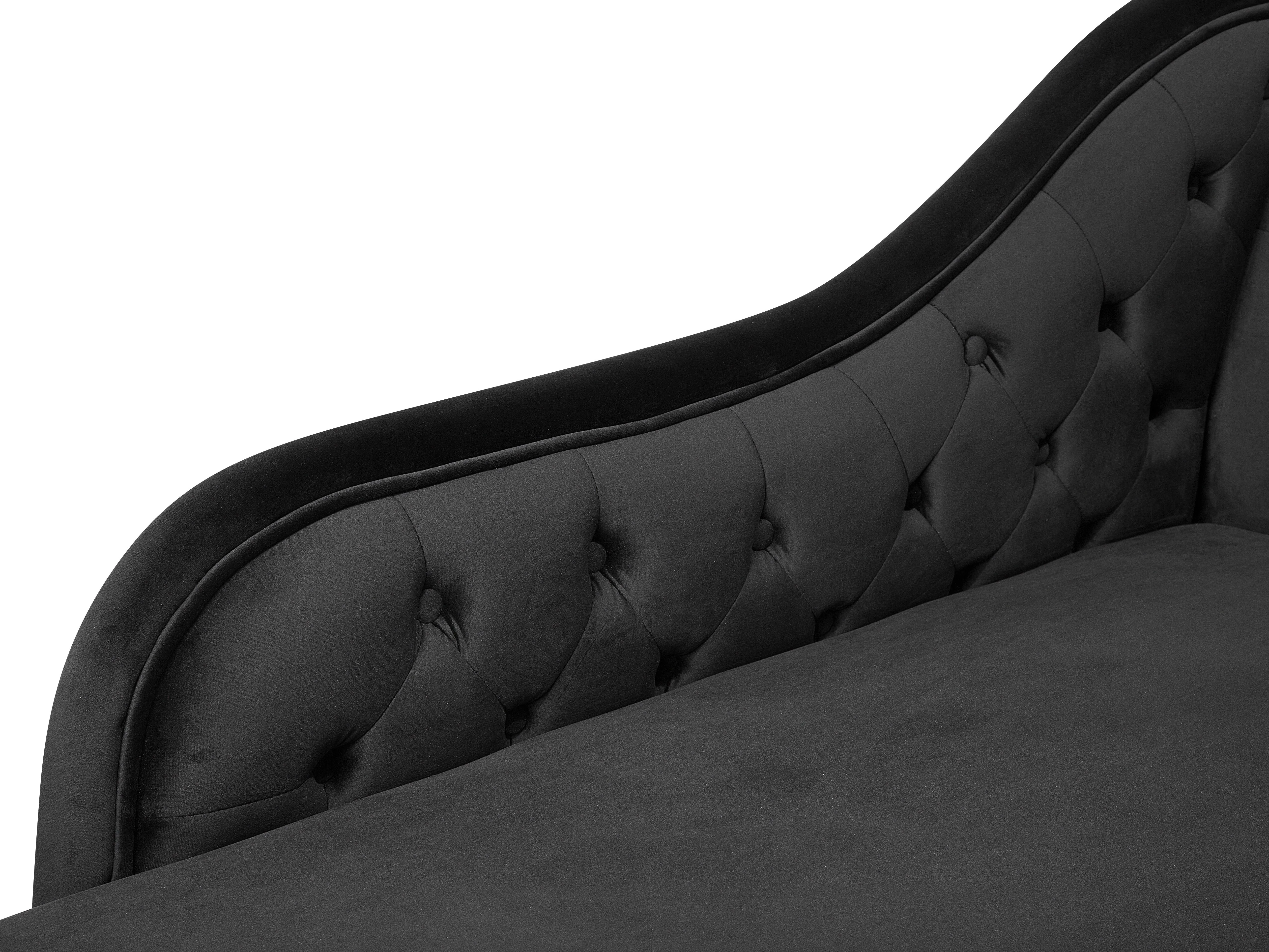 Rechtszijdige chaise longue NIMES Fluweel Zwart