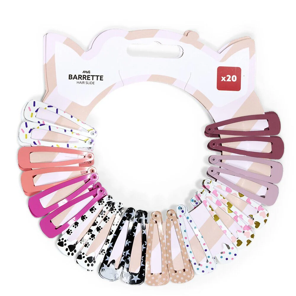 Lot de 20 barrettes clips multicolores