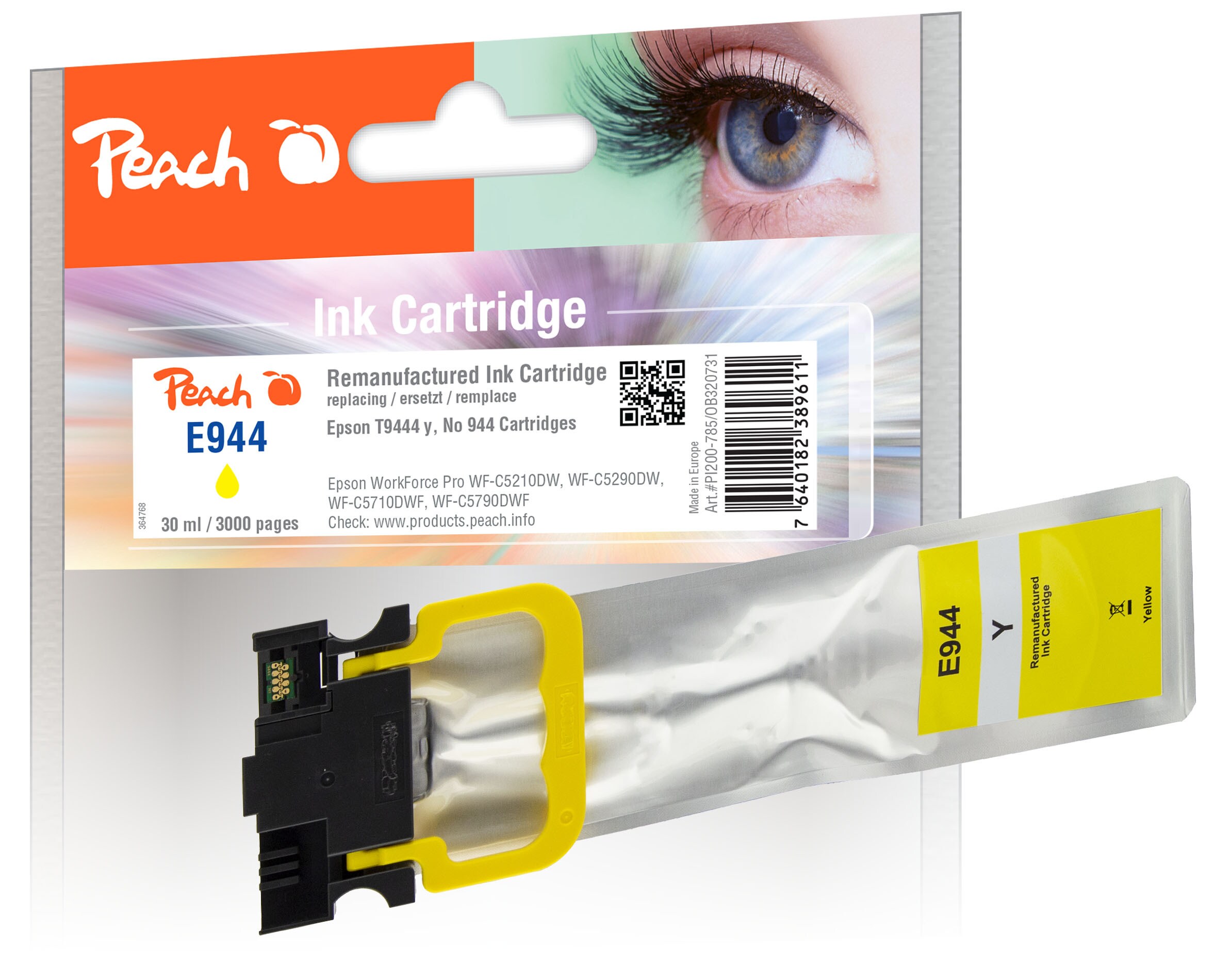 Peach E944/945/946 Druckerpatrone ye ersetzt Epson T9444, No. 944Y, C13T944440 für z.B. Epson WorkForce Pro WFC 5210 DW, Epson WorkForce WFC 5200 (wiederaufbereitet)