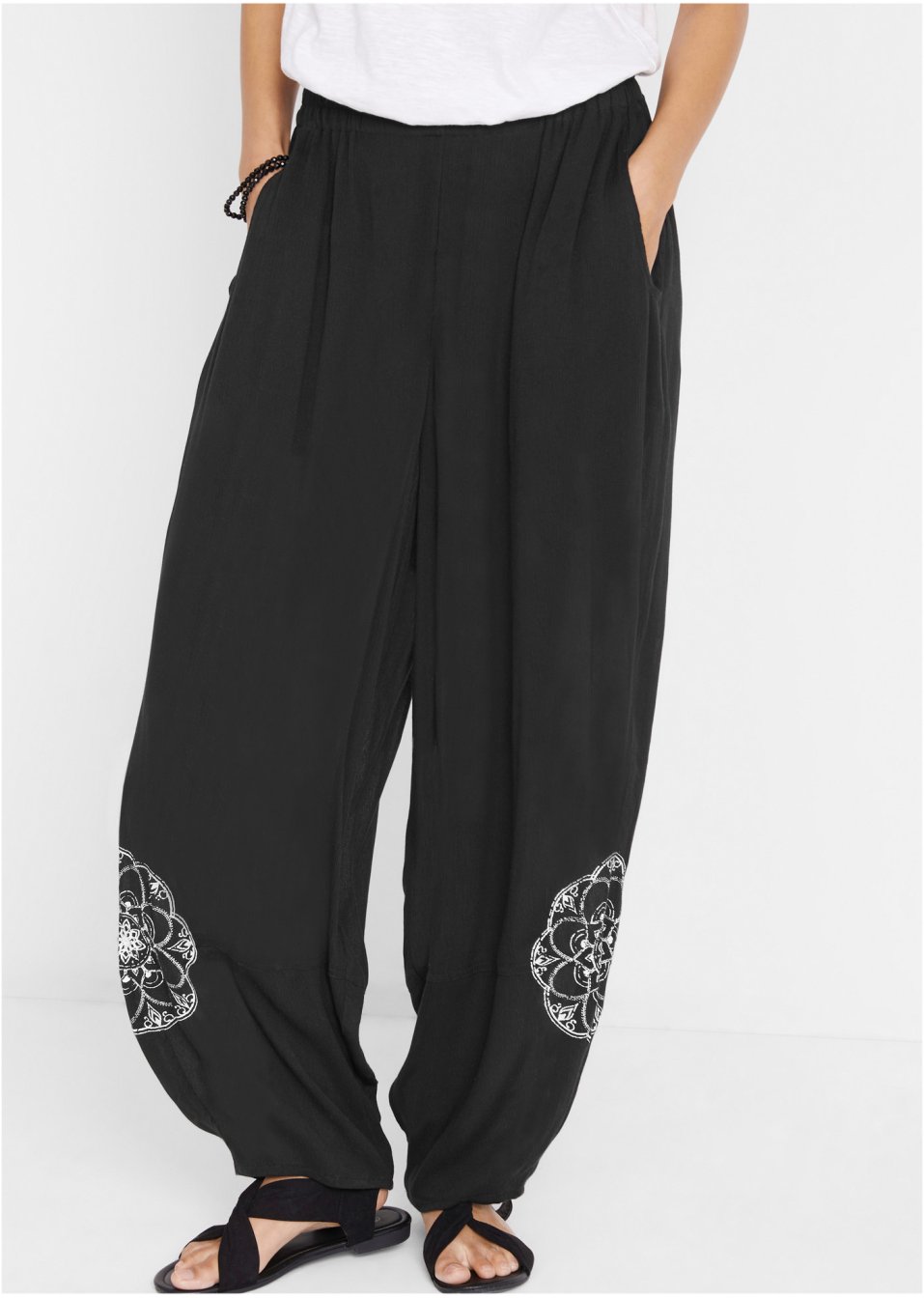 Pantalon extra large à imprimé latéral avec taille confortable