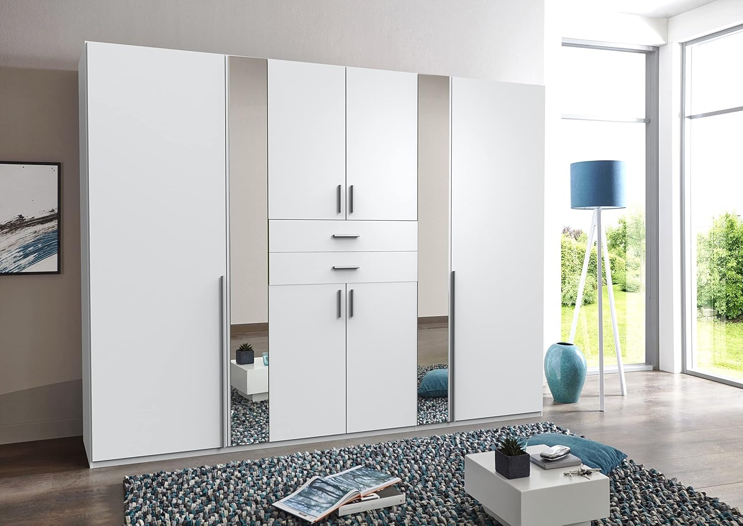 möbelando Kleiderschrank >VANEA< (BxHxT: 270x210x58 cm) in Weiss - 270x210x58cm (BxHxT)