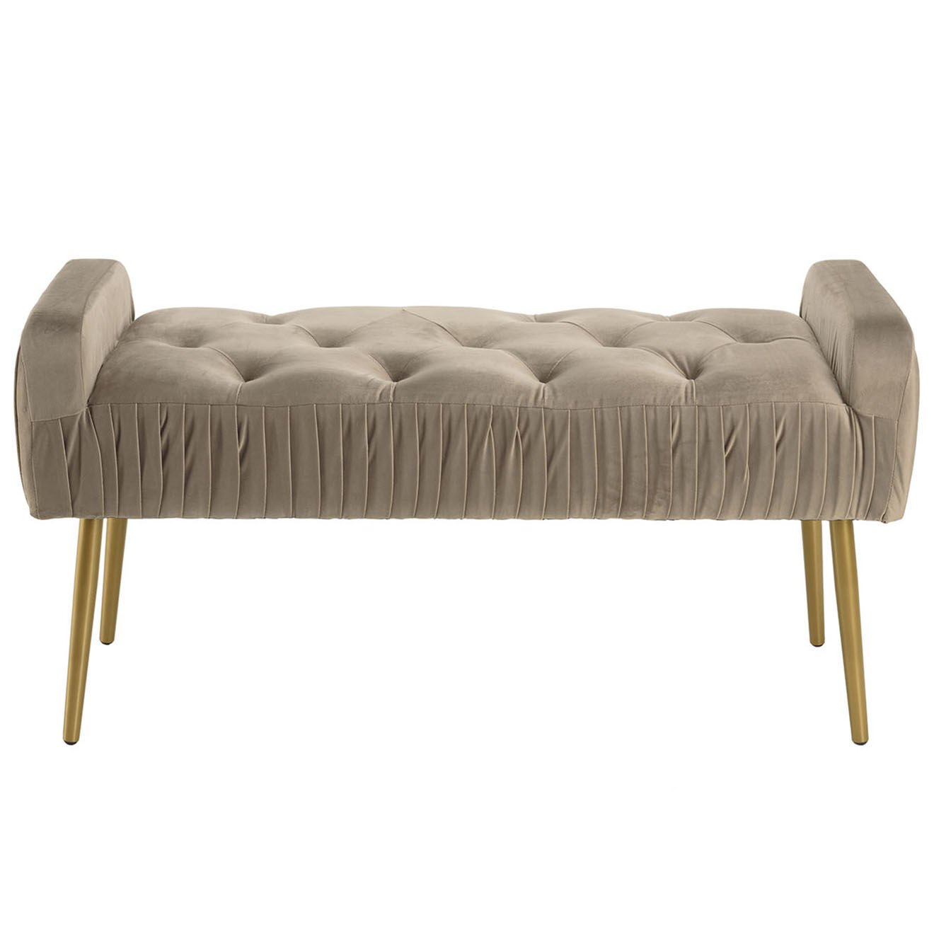 Macabane Banc de lit en velours Albane taupe - 103x40x53 cm