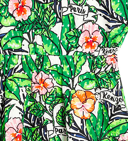 Kenzo Kjole - Mint Green m. Blomster/Hulm?nster