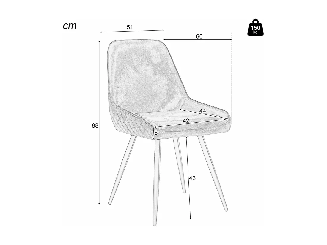 Sedie da pranzo ergonomiche nere - set da 2,d42cm×h88cm