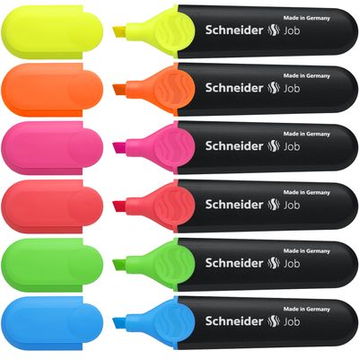 Schneider Job - Pack de 6 surligneurs - couleurs assorties