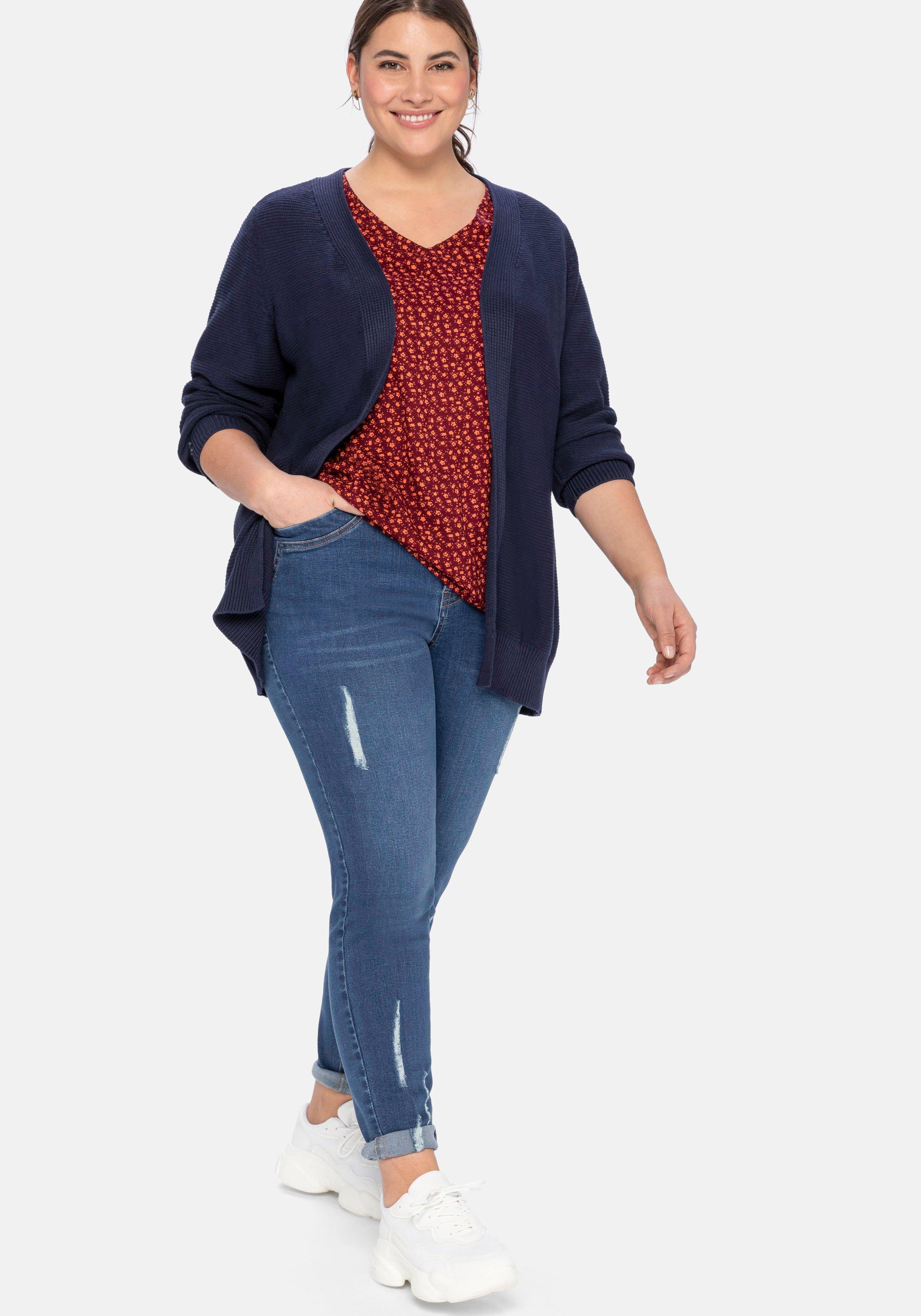 Strickjacke im Linksstrick, offene Form
