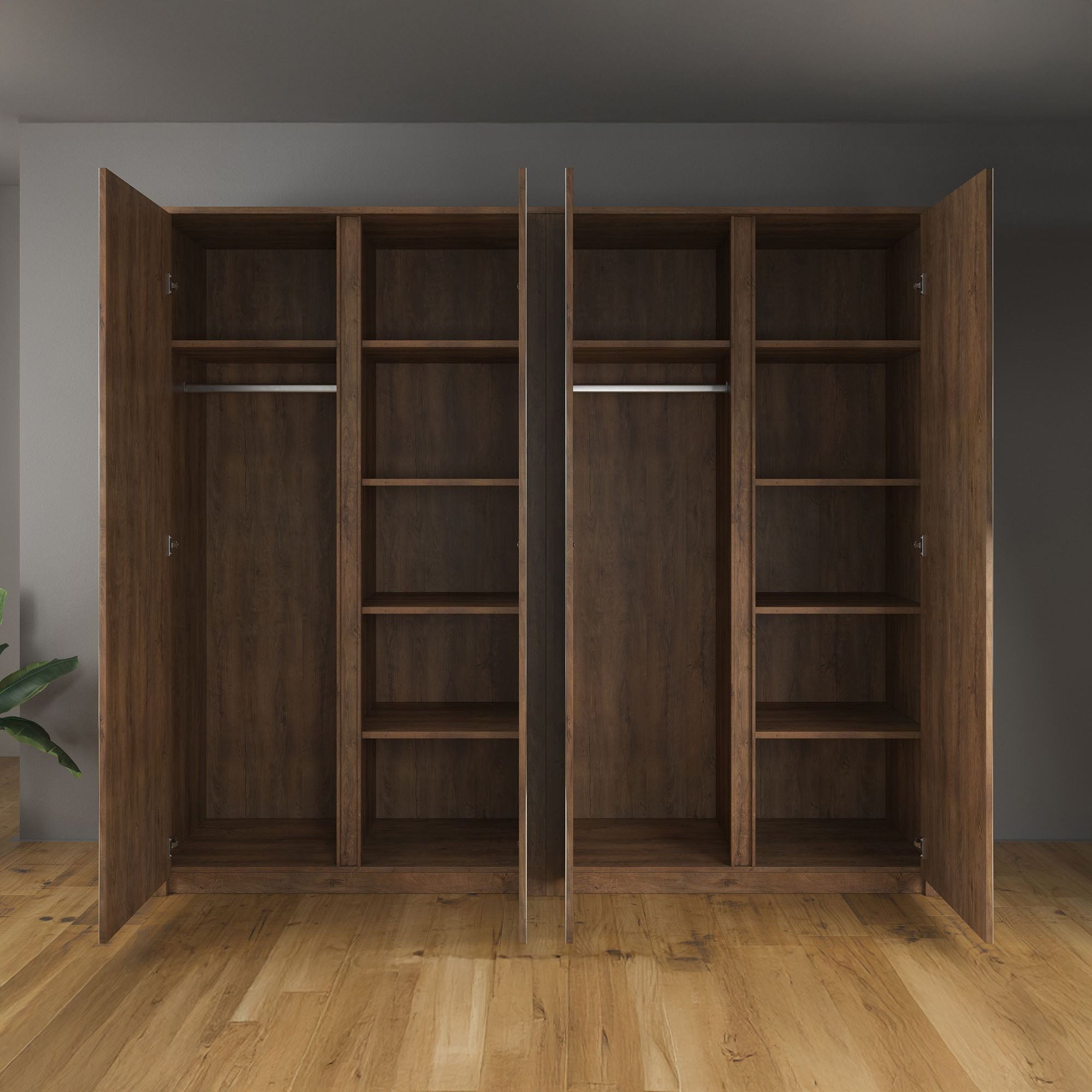 Meubella - Kledingkast Malibu - Eiken - 226 cm - Met spiegel
