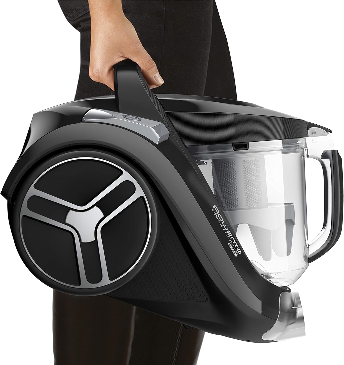 Rowenta beutelloser Bodenstaubsauger Compact Power XXL, 550 Watt, 2,5L Staubbehälter, Staubsauger leise und stark, extreme Saugleistung, hocheffizienter Saugkopf, Schwarz-Grau, RO4825