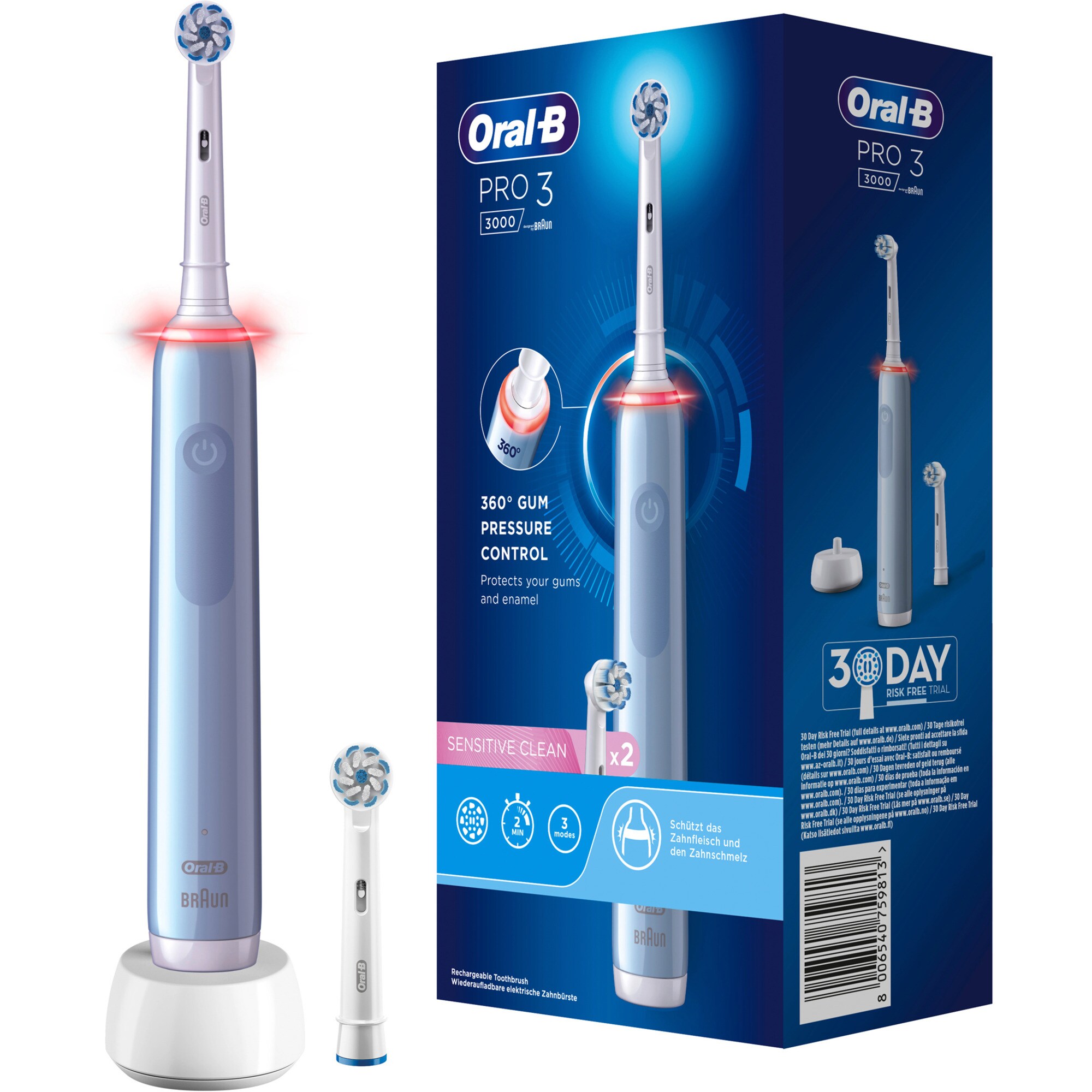 Braun Elektrische Zahnbürste Oral-B Pro 3 3000 Sensitive Clean