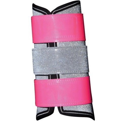 Protetores de cavalo com escova refletora de diamante, rosa